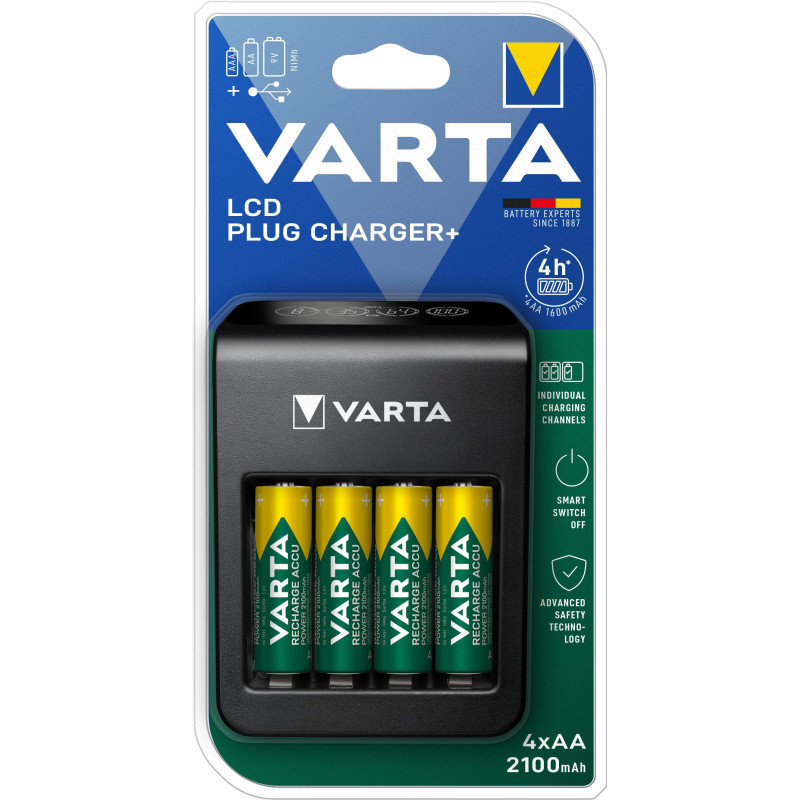 VARTA LCD PLUG CHARGER INCL. 4AA 2100MAH
