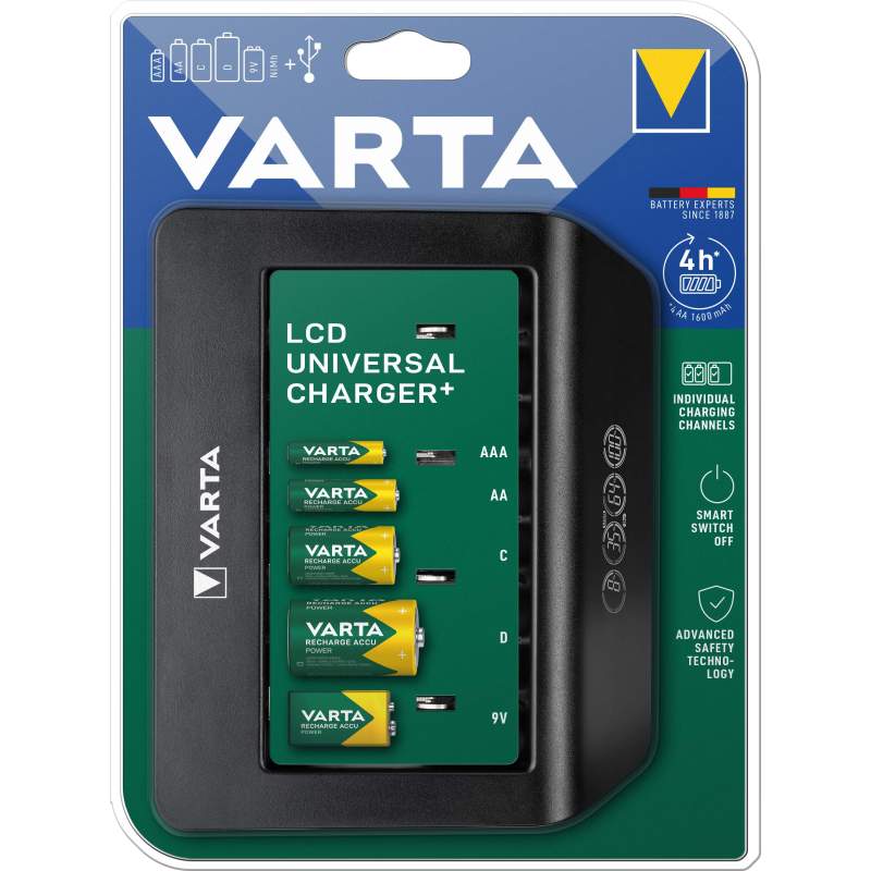 VARTA LCD UNIVERSAL CHARGER+ SANS ACCU