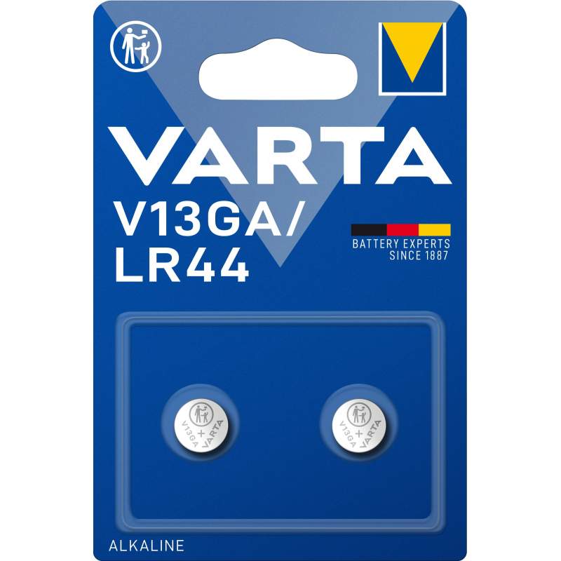 2 Piles V13GA / LR44 / A76 Varta Alcaline 1,5V