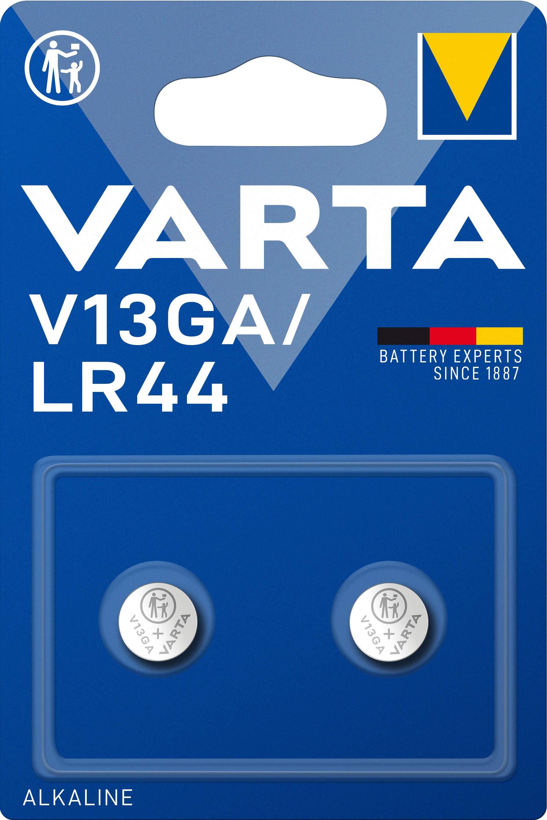 2 Piles V13GA / LR44 / A76 Varta Alcaline 1,5V