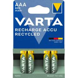 4 Piles Rechargeables AAA / HR03 800mAh Varta Recycled
