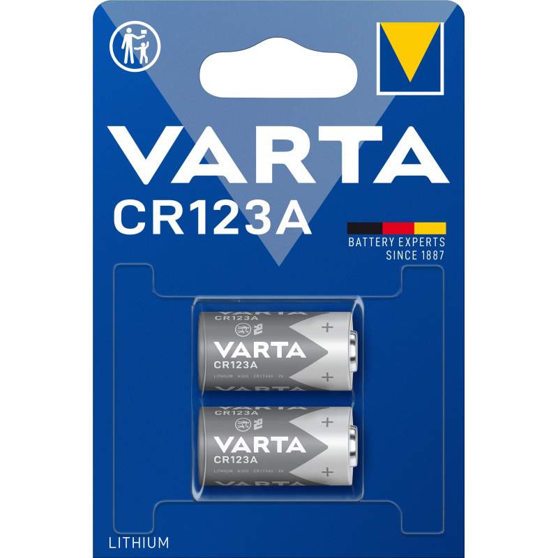 2 piles CR123A Varta Lithium 3V