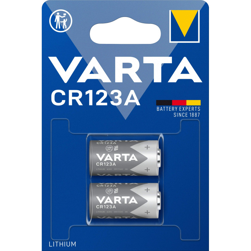 2 piles CR123A Varta Lithium 3V