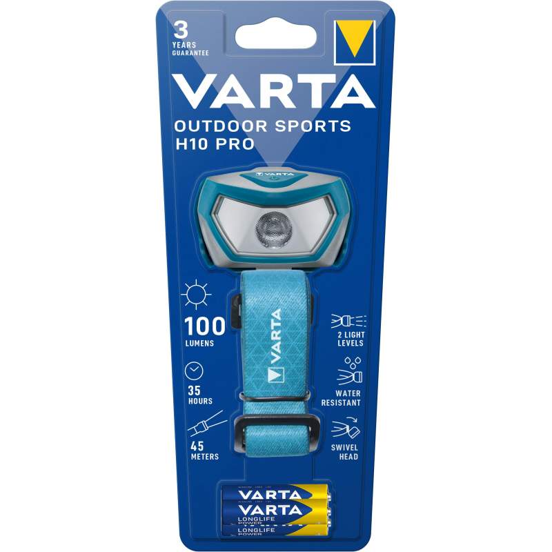 Frontale Varta Outdoor Sports H10 Pro avec 3 piles AAA