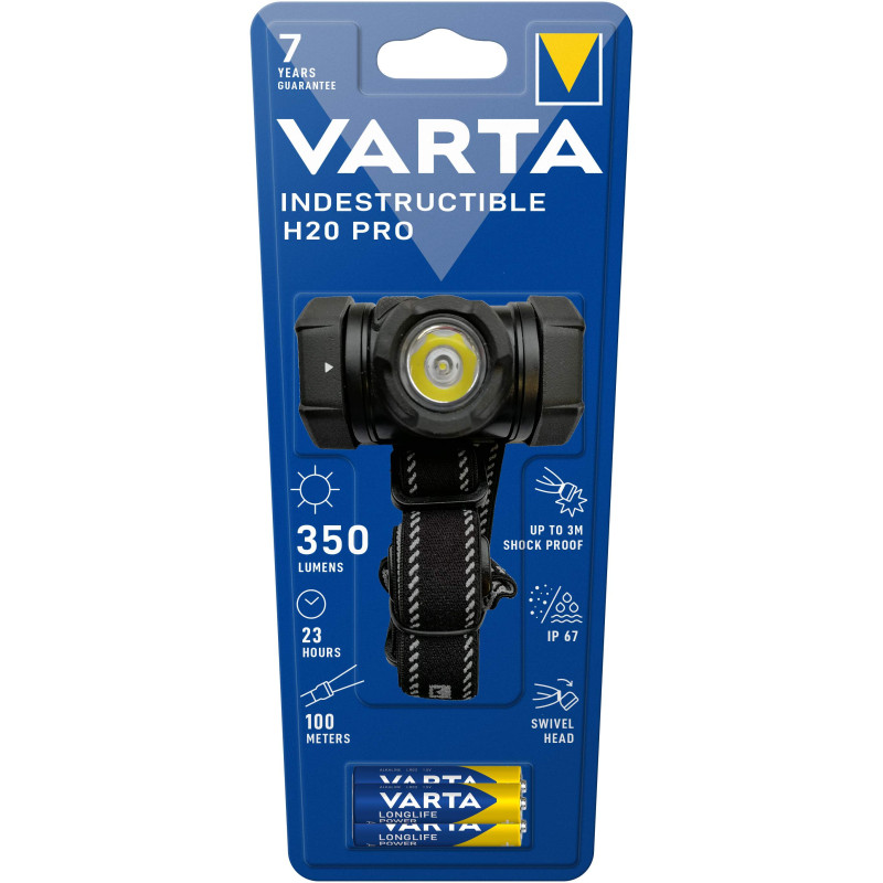 Frontale Varta Indestructible H20 Pro avec 3 piles AAA