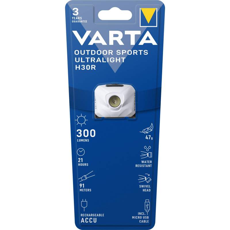 Frontale Varta Outdoor Sports Ultralight H30R Rechargeable Blanc