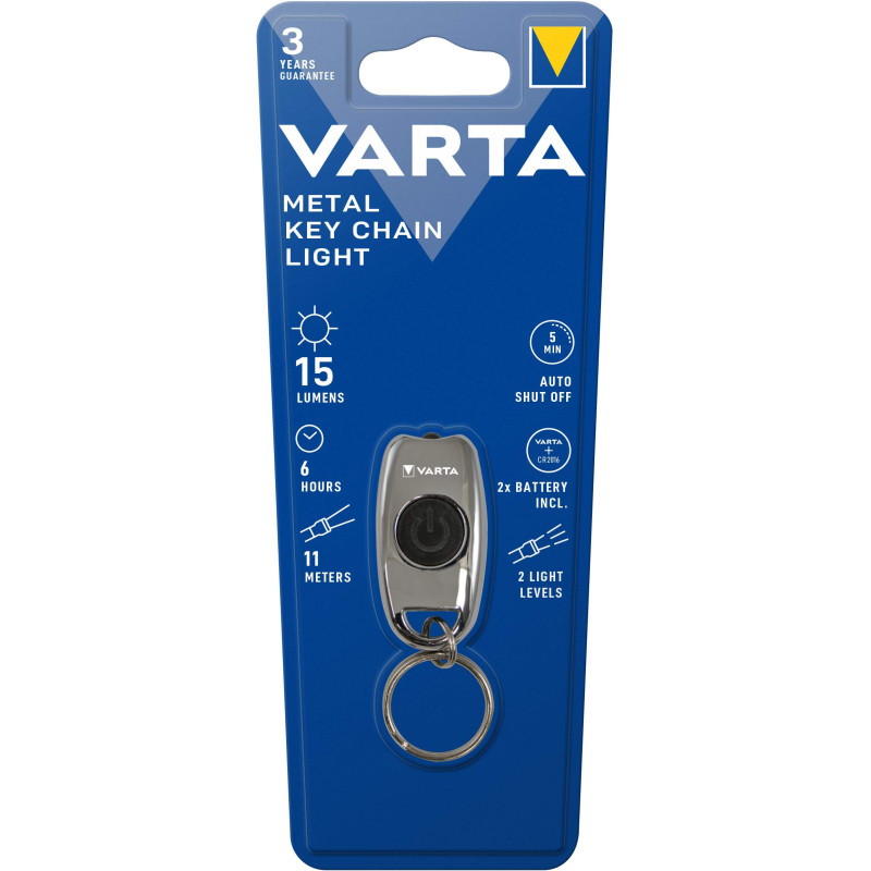 Torche Varta Metal Key Chain Light avec 2 piles CR2016