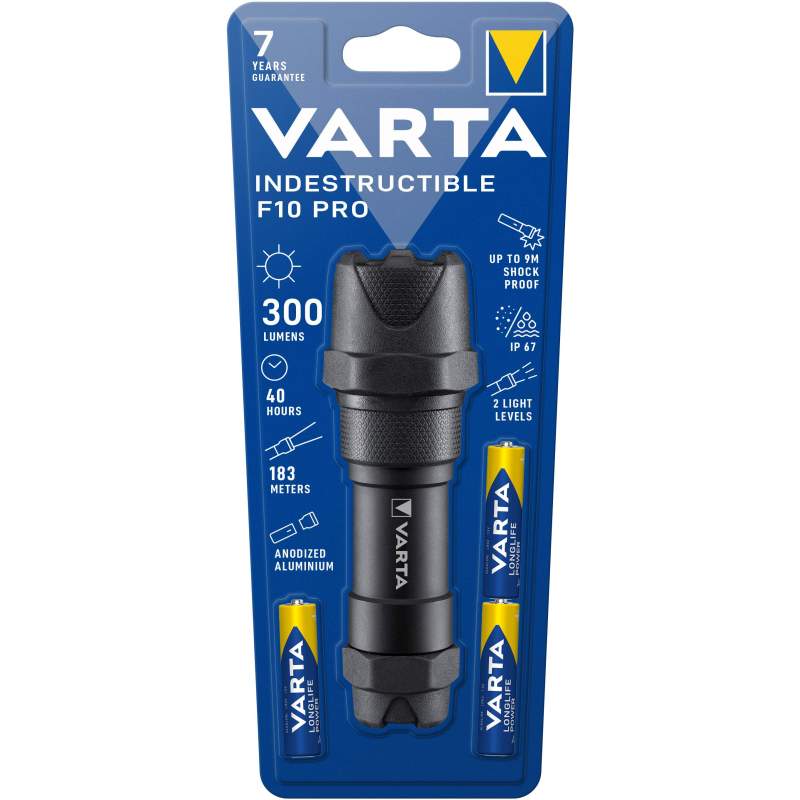 Torche Varta Indestructible F10 Pro avec 3 piles AAA