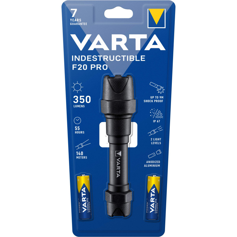Torche Varta Indestructible F20 Pro avec 2 piles AA