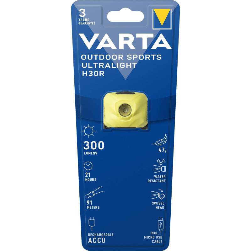 Frontale Varta Outdoor Sports Ultralight H30R Rechargeable Jaune