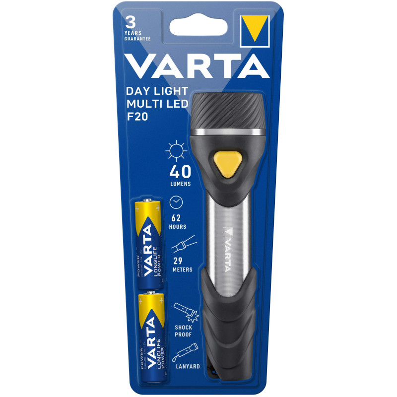 Torche Varta Day Light Multi LED F20 avec 2 piles AA