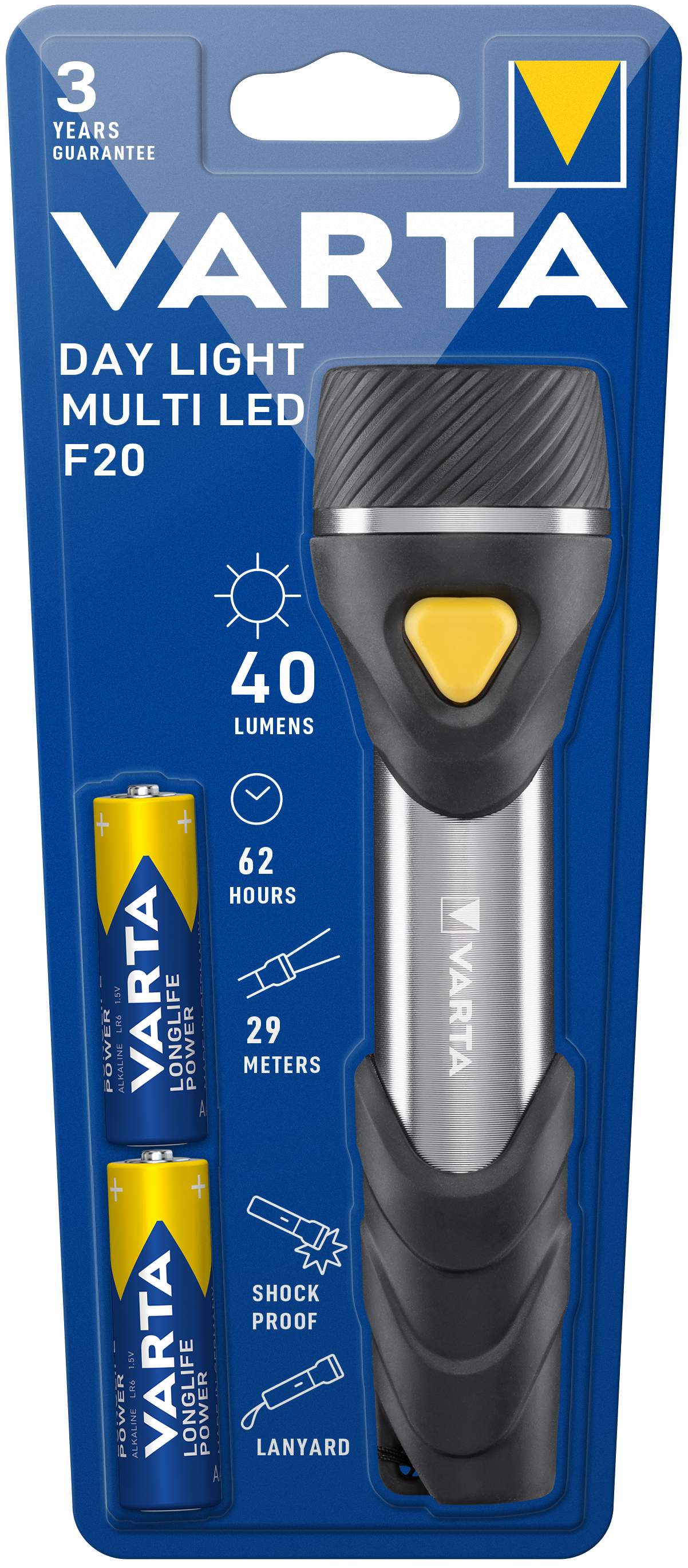Torche Varta Day Light Multi LED F20 avec 2 piles AA