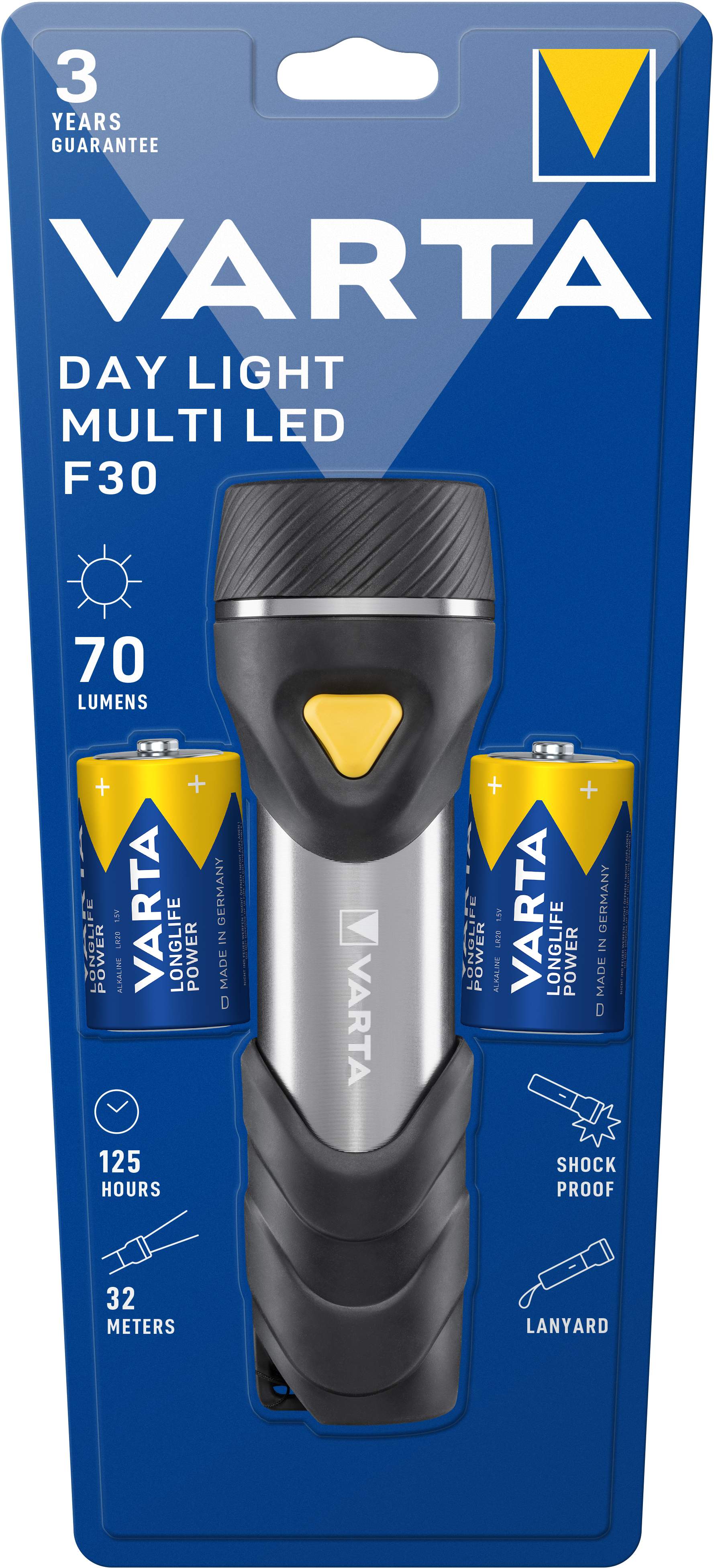 Torche Varta Day Light Multi LED F30 avec 2 piles D