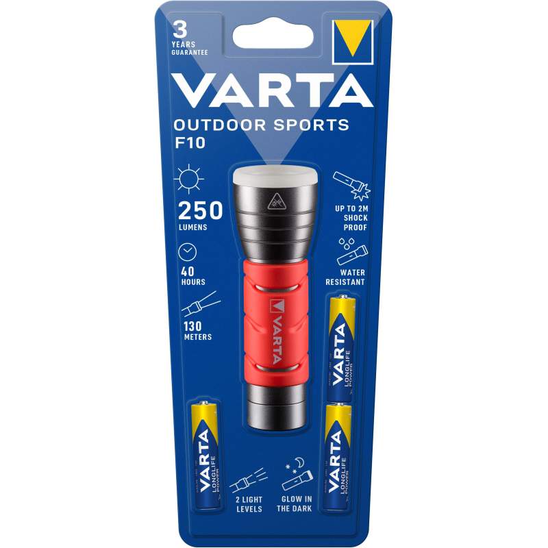 Torche Varta Outdoor Sports F10 avec 3 piles AAA