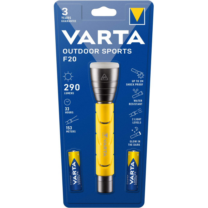 Torche Varta Outdoor Sports F20 avec 2 piles AA
