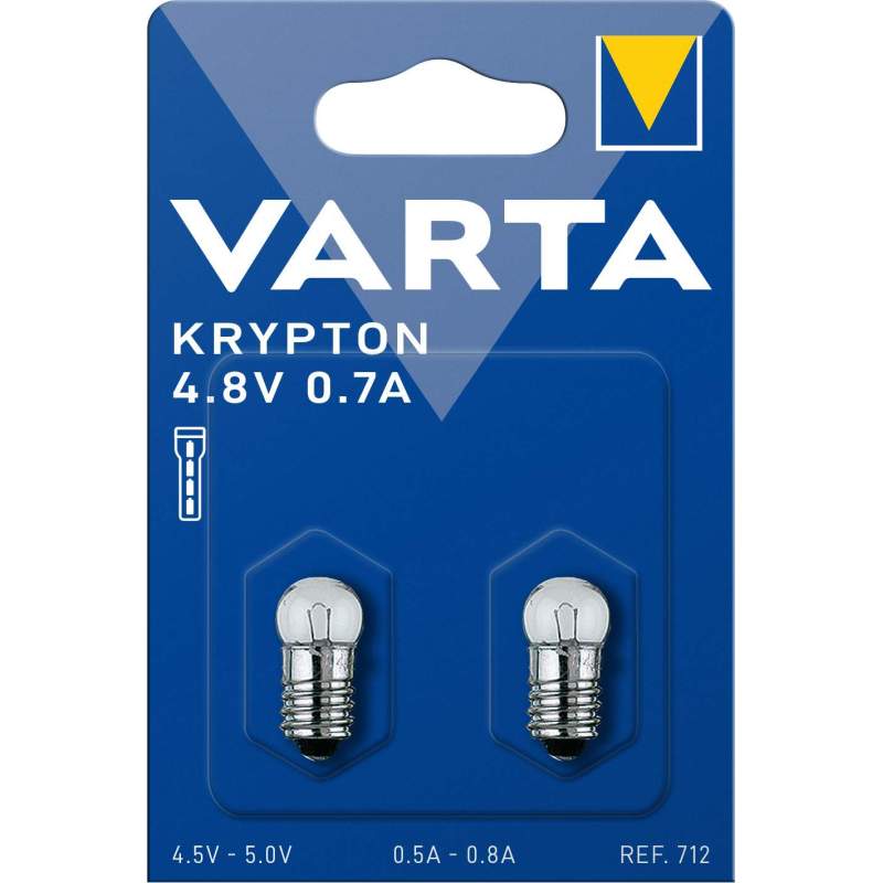 2 Ampoules à Vis Varta 712 Krypton 4,8V 0,7A