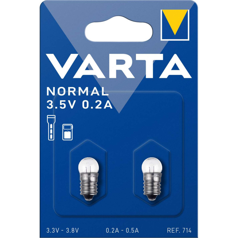 2 Ampoules à Vis Varta 714 Argon 3,5V 0,2A