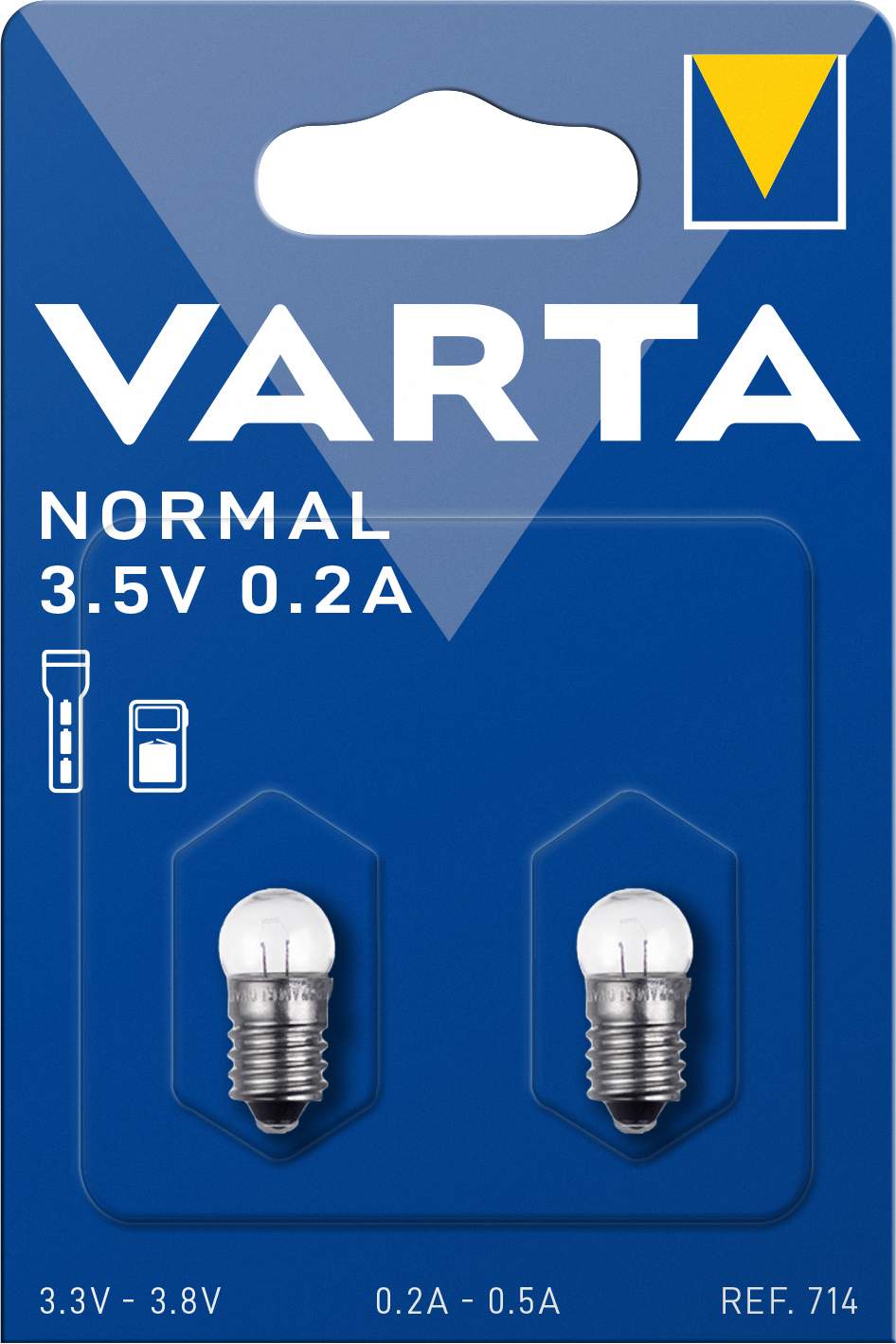 2 Ampoules à Vis Varta 714 Argon 3,5V 0,2A