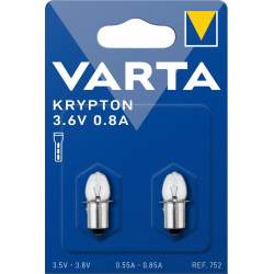 2 Ampoules Culot Lisse Varta 752 Krypton 3,6V 0,8A