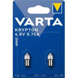 2 Ampoules Culot Lisse Varta 792 Krypton 4,8V 0,75A
