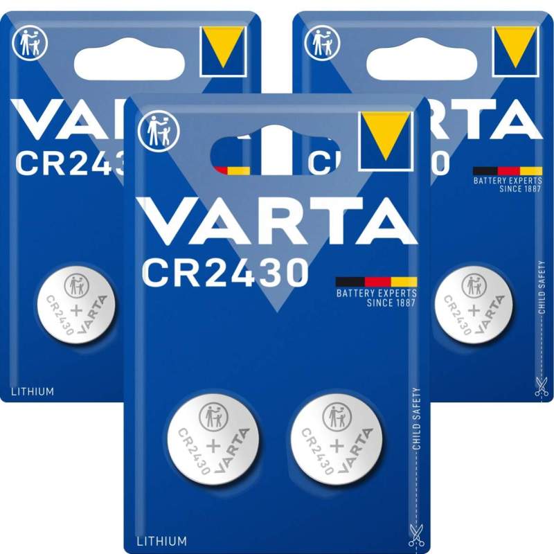 6 Piles CR2430 Varta Bouton Lithium 3V