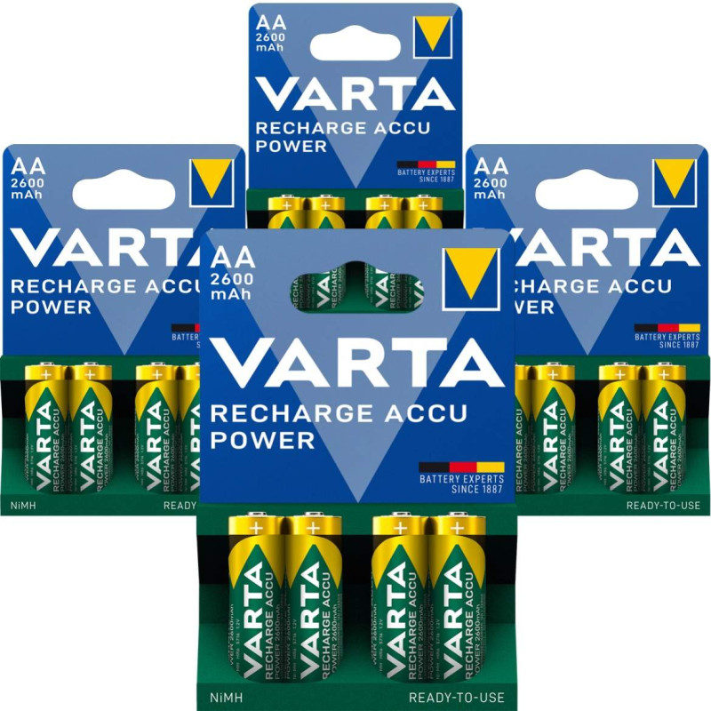 16 Piles Rechargeables AA / HR6 2600mAh Varta Accu Pro