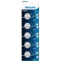 5 Piles CR2016 Philips Bouton Lithium 3V
