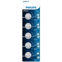 5 Piles CR2025 Philips Bouton Lithium 3V