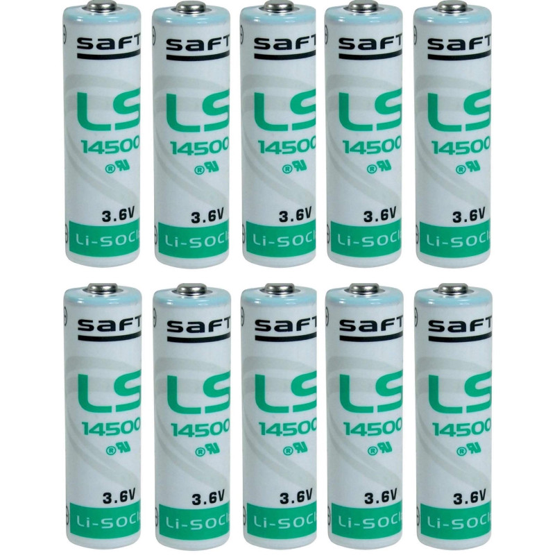 10 Piles LS14500 / AA  Saft Lithium 3,6V