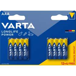 12+4 Piles Alcalines AAA / LR03 Varta LongLife Power