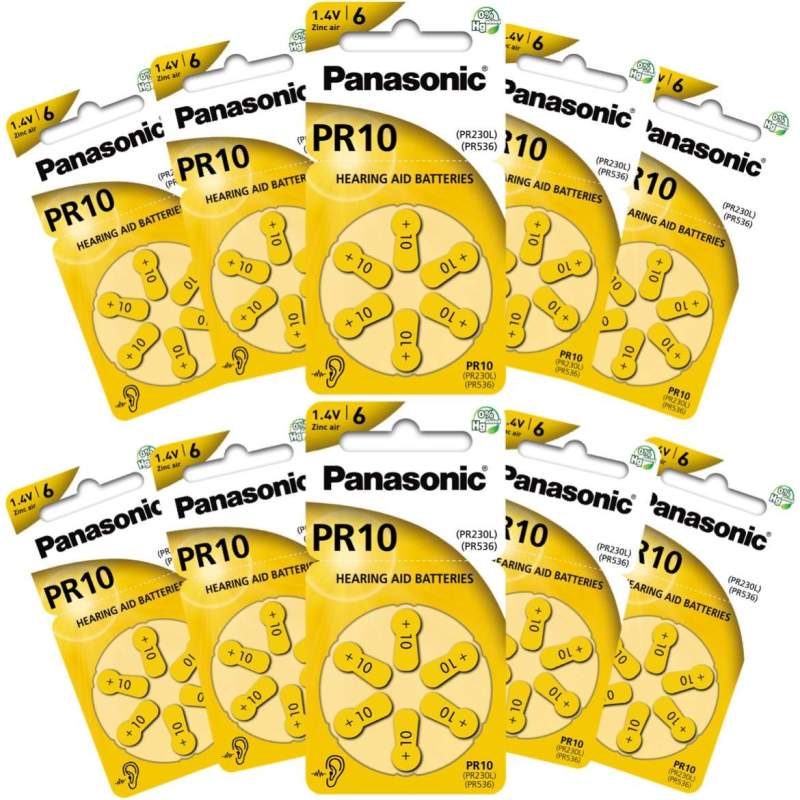60 Piles Auditives PR10 / PR230L / PR536 Panasonic Hearing Aid
