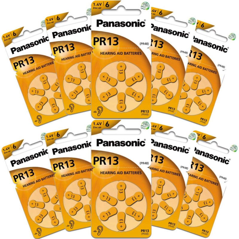 60 Piles Auditives PR13 / PR48 Panasonic Hearing Aid