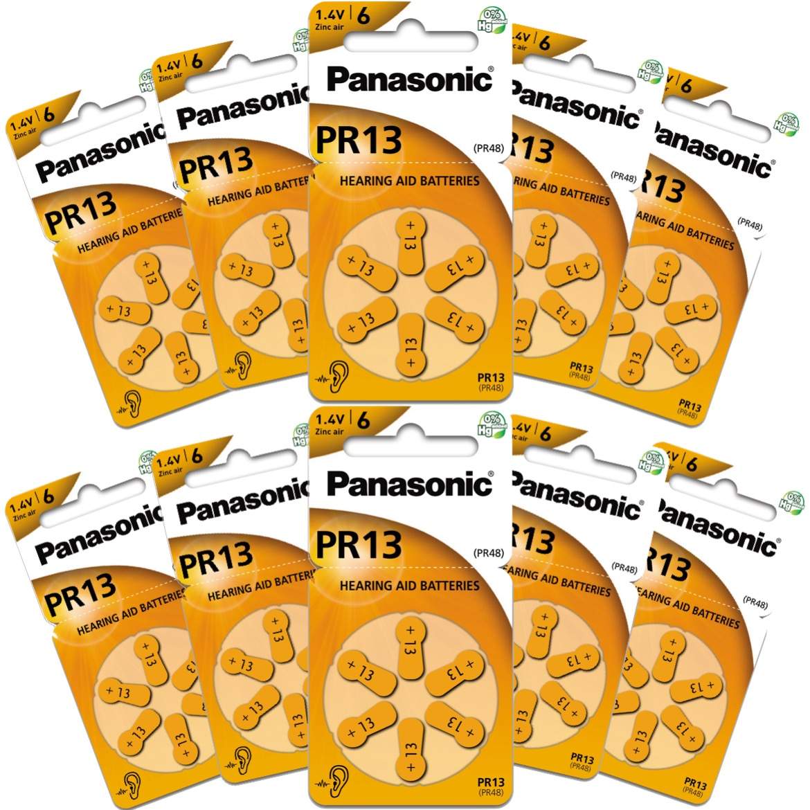 60 Piles Auditives PR13 / PR48 Panasonic Hearing Aid