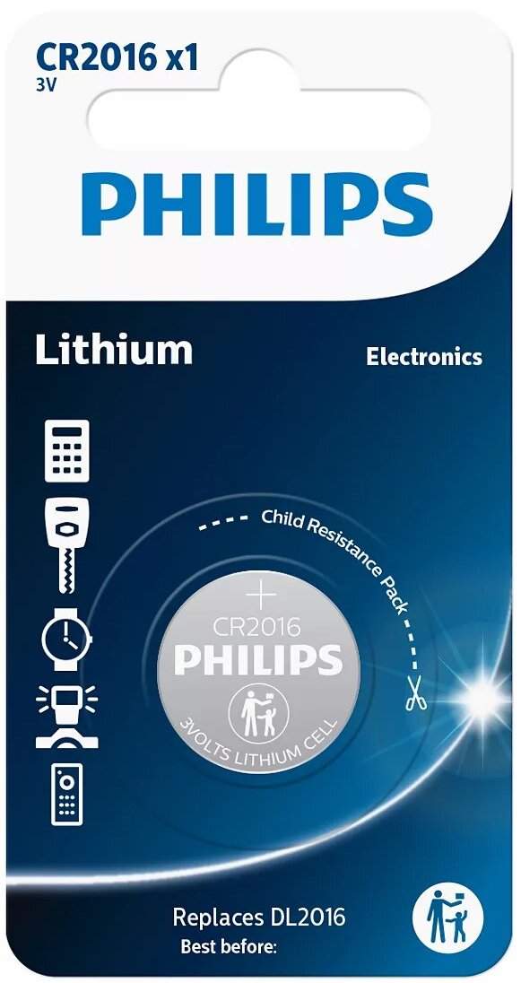 Pile CR2016 / DL2016 Philips Bouton Lithium 3V