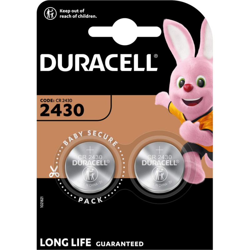 2 Piles CR2430 Duracell Bouton Lithium 3V