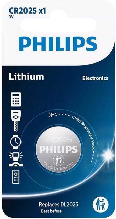 Pile CR2025 / DL2025 Philips Bouton Lithium 3V