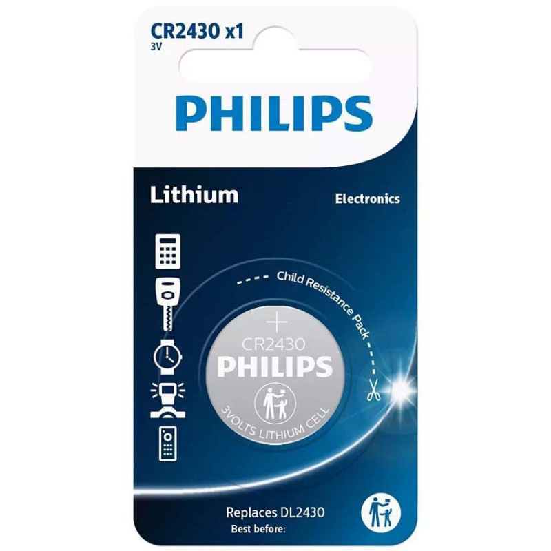 Pile CR2430 / DL2430 Philips Bouton Lithium 3V