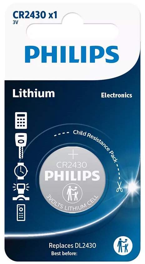 Pile CR2430 / DL2430 Philips Bouton Lithium 3V