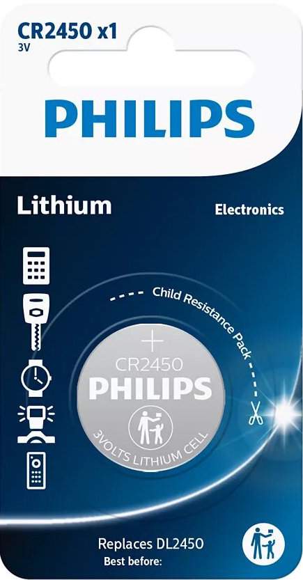 Pile CR2450 / DL2450 Philips Bouton Lithium 3V