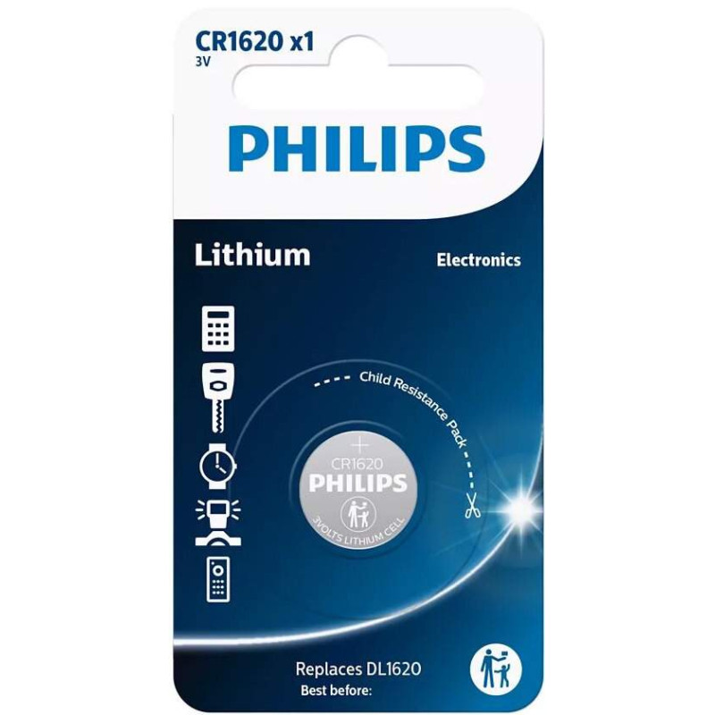 Pile CR1620 / DL1620 Philips Bouton Lithium 3V