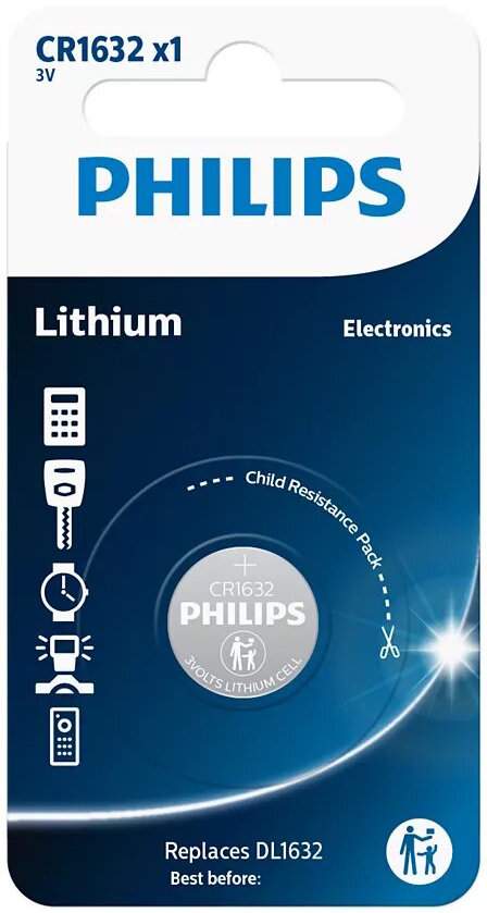 Pile CR1632 / DL1632 Philips Bouton Lithium 3V