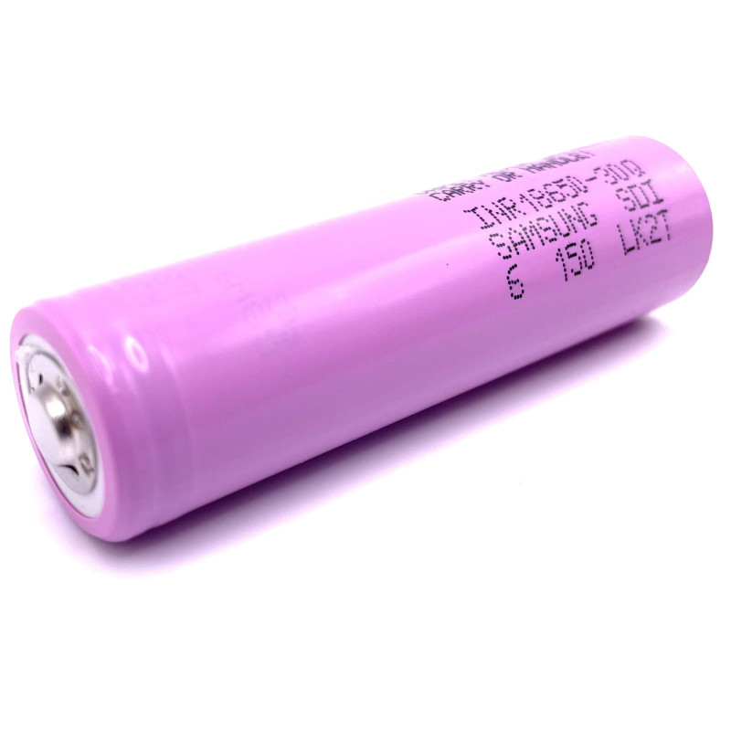 Pile Rechargeable 18650 INR18650-30Q Samsung Li-ion 3,7V 3000mAh 15A bouton +