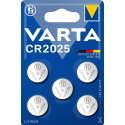 5 Piles CR2025 Varta Bouton Lithium 3V
