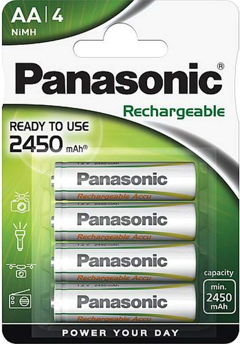 4 Piles Rechargeables AA / HR6 2450mAh Panasonic Evolta