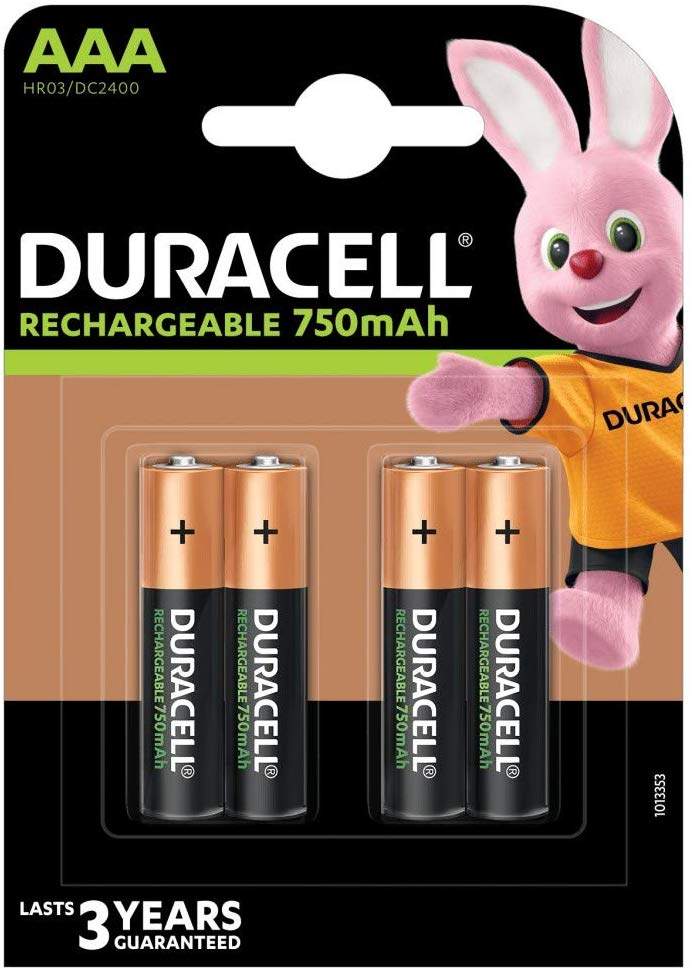 4 Piles Rechargeables AAA / HR03 750mAh Duracell