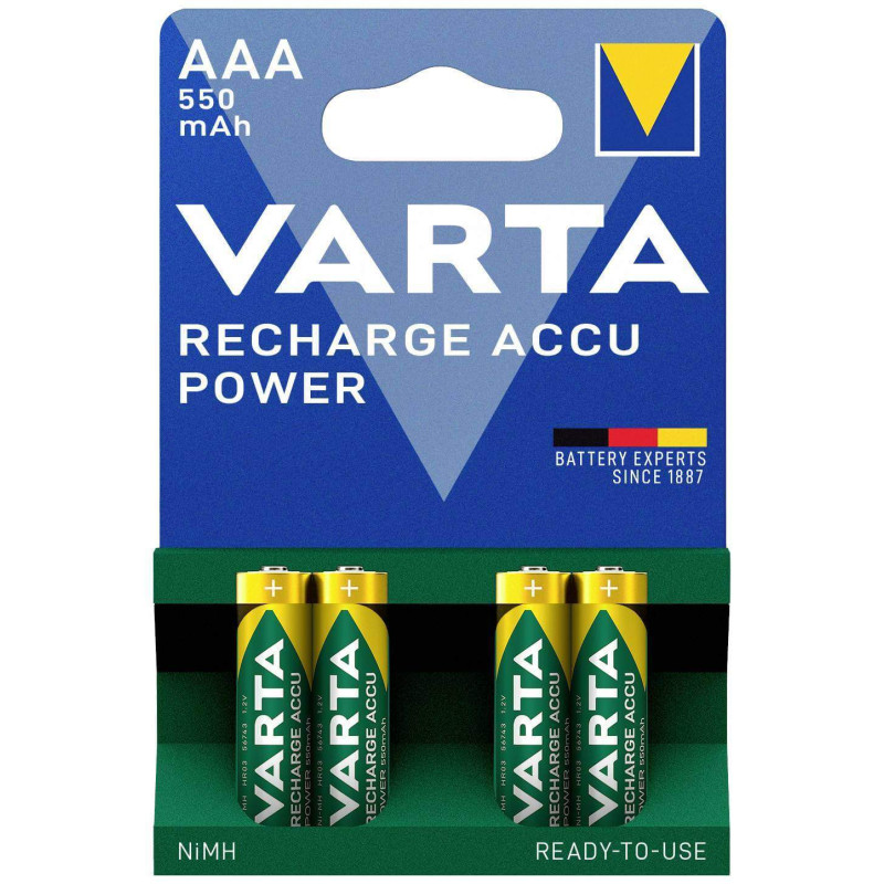 4 Piles Rechargeables AAA / HR03 550mAh Varta Accu Power
