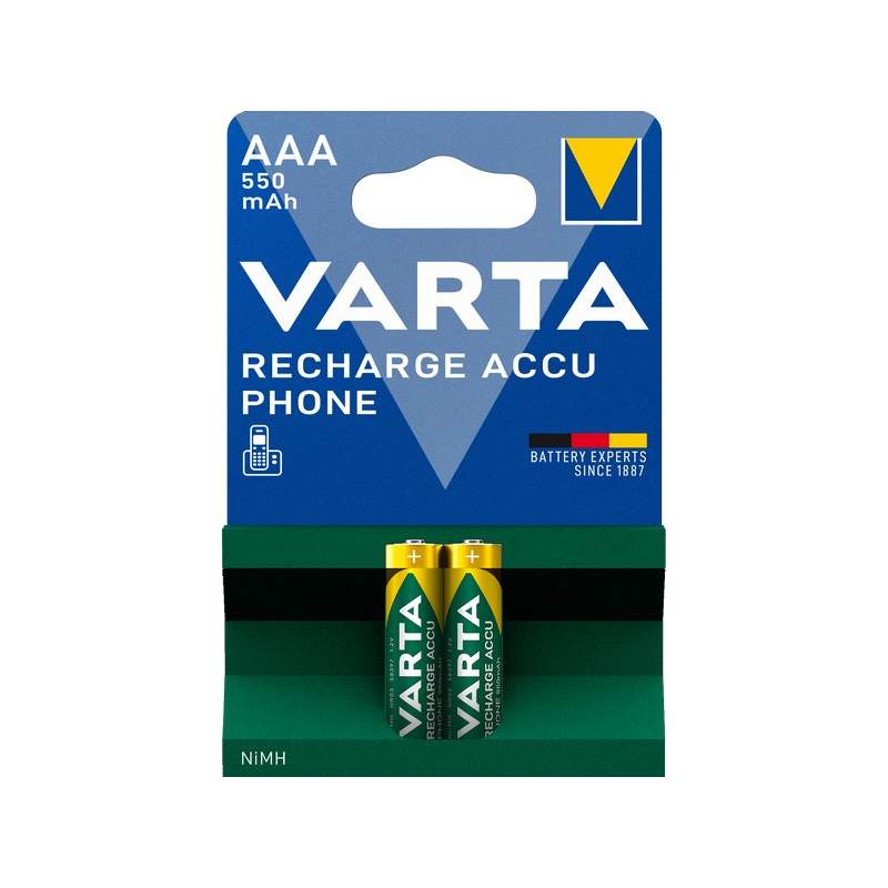 2 Piles Rechargeables AAA / HR03 550mAh Varta Accu Phone