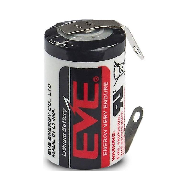 Pile ER14250CNR / 1/2AA Cosses à Souder en U EVE Lithium 3,6V