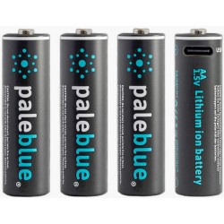 12 Piles Rechargeables USB-C AA / HR6 1700mAh PaleBlue Lithium Ion 1.5V