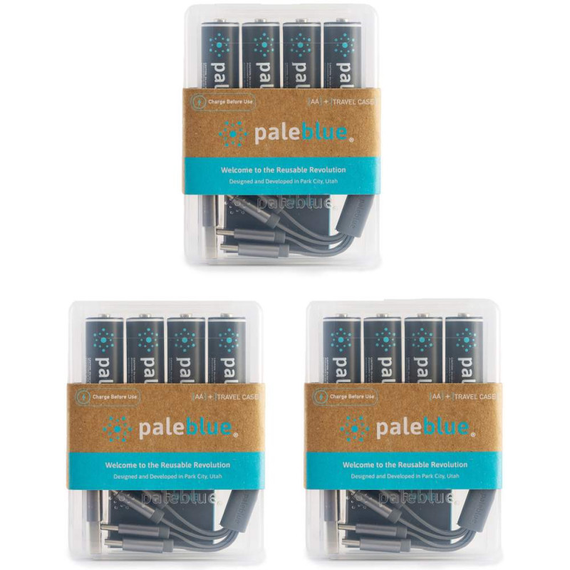 12 Piles Rechargeables USB-C AA / HR6 1700mAh PaleBlue Lithium Ion 1.5V
